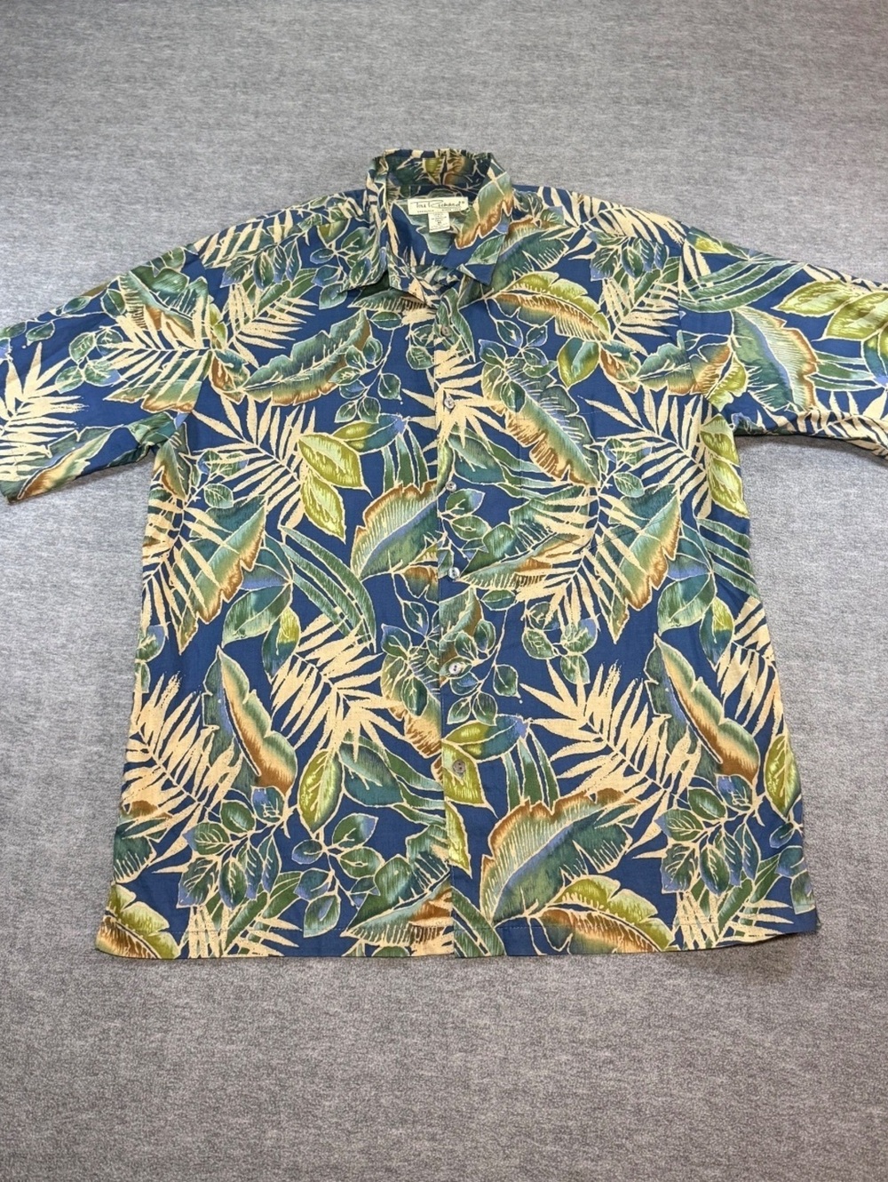 Tori Richard Honolulu Mens M Hawaiian Shirt Blue Tropical Made in USA